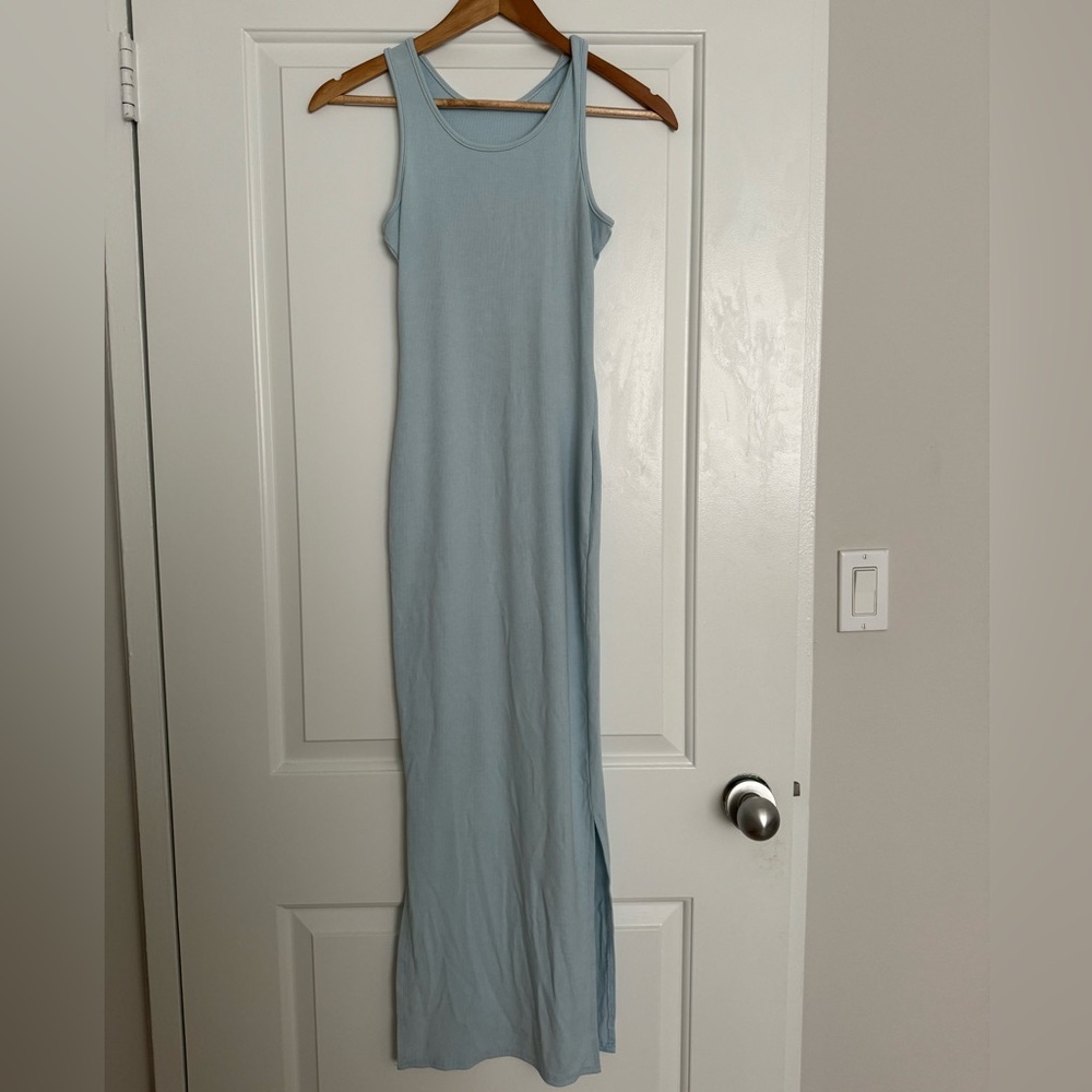 Baby blue pastel long bodycon dress